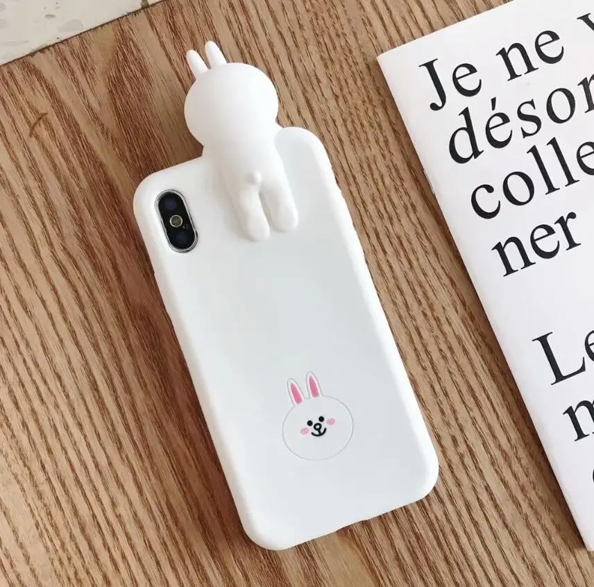 v 3D мультфильм коричневый Медведь Кролик курица чехол для телефона для iPhone X XS XSMax XR силиконовый мягкий чехол s для iPhone 6 6S 7 8 Plus задняя крышка - Цвет: v