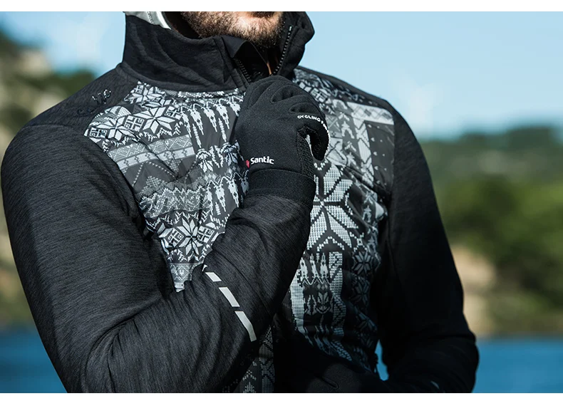Santic зимняя куртка для велоспорта мужская термо флисовая MTB велосипедная одежда ветрозащитная куртка для езды на велосипеде Спортивная одежда для бега