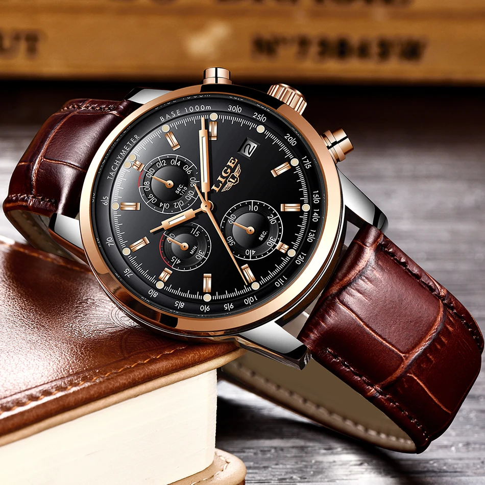 LIGE Mens Watches Top Brand Luxury Leather Casual Quartz Watch Men Military Sport Waterproof Clock Gold Watch Relogio Masculino LIGE Mens Watches Top Brand Luxury Leather Casual Quartz Watch Men Military Sport Waterproof Clock Gold Watch Relogio Masculino