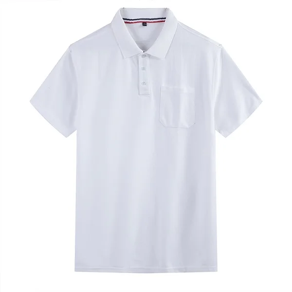 Размеры 6XL 7XL 8XL летний Для мужчин Бизнес Повседневное дышащая короткий рукав рубашки поло с карманом высокое качество мужские футболки поло - Цвет: Белый