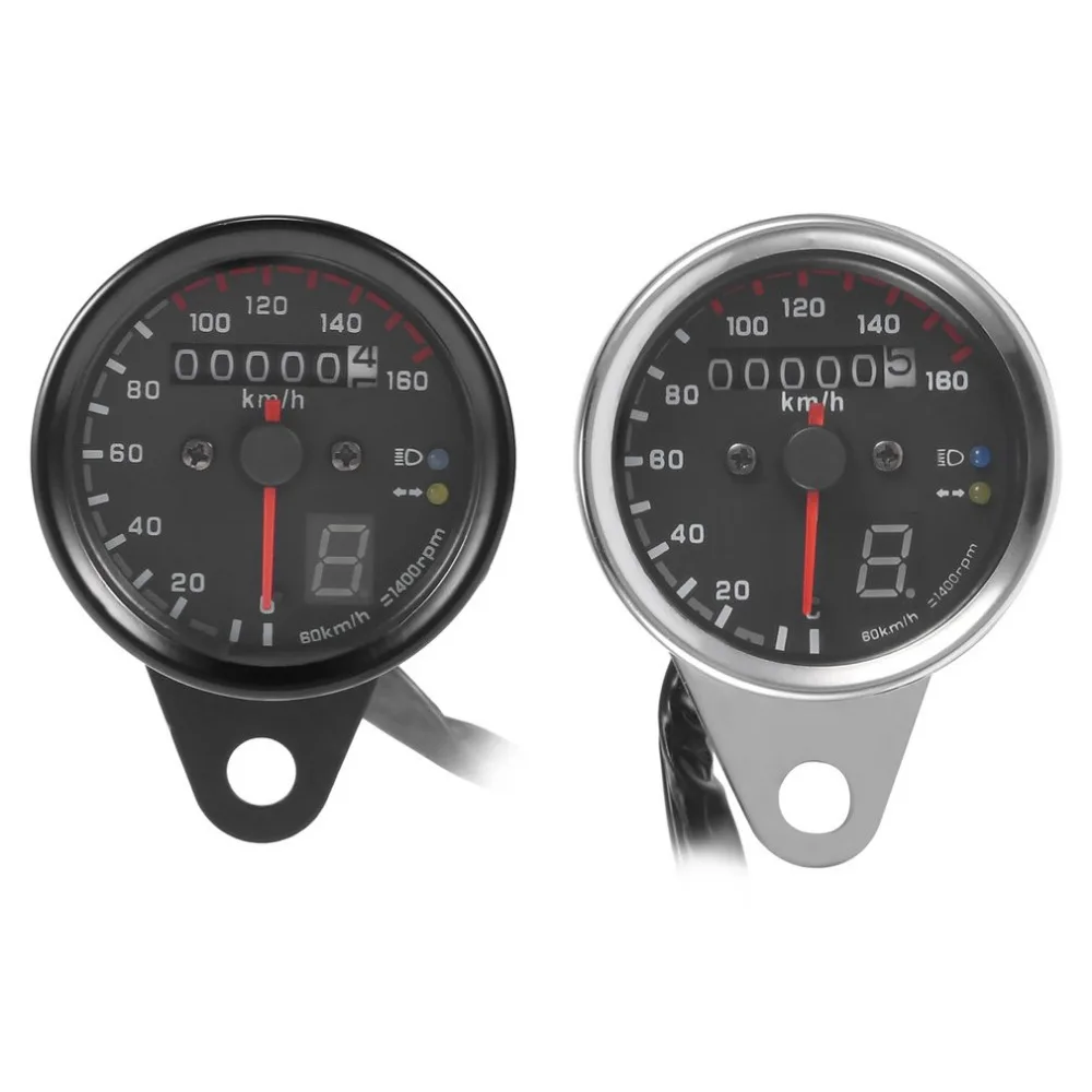 New Universal Motorcycle Dual Odometer Speedometer Gauge 0