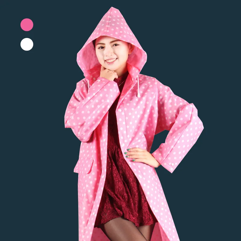 Fashion Cute Printing EVA Raincoat with Hood Over Knee Length Poncho