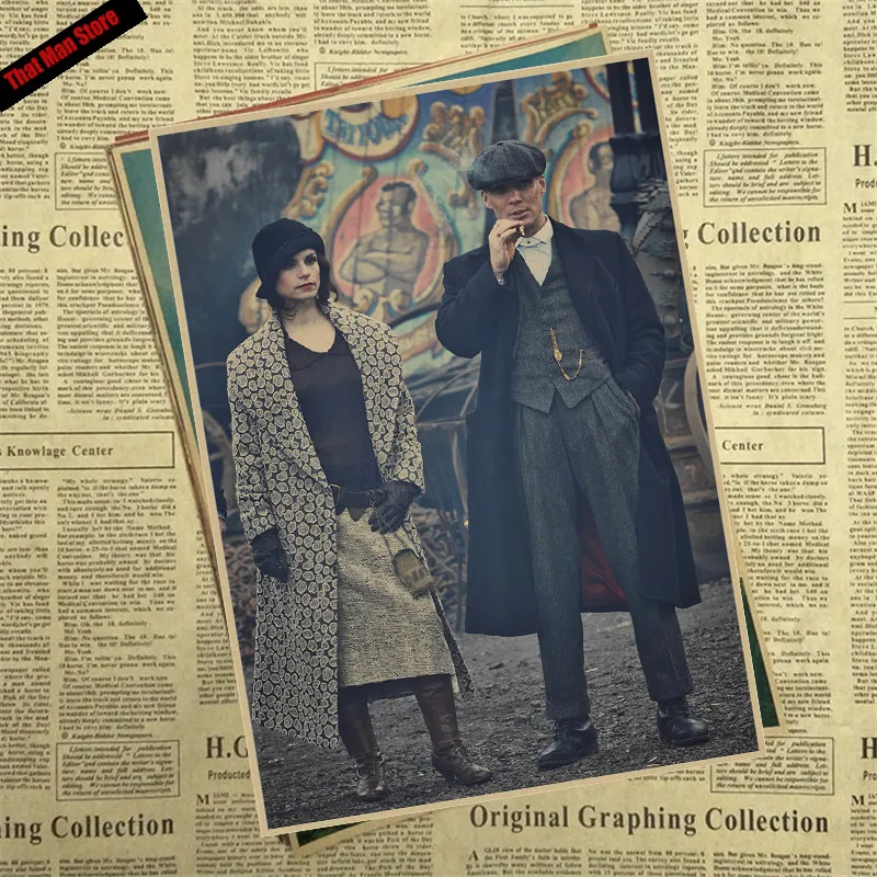 That man Store Peaky blinder фильм крафт-бумага Плакат Бар Кафе Винтаж Высокое качество печать рисунок ядро декоративная живопись - Цвет: Розовый