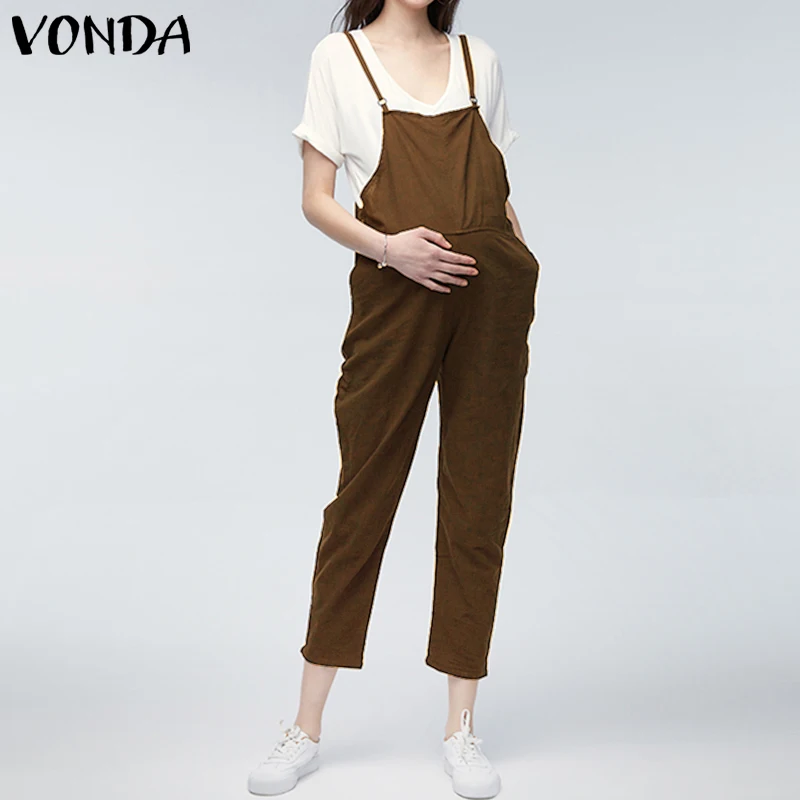 VONDA maternidad Clothings 2019 Correa embarazada monos mujer Casual pantalones de embarazo pantalones sin mangas monos