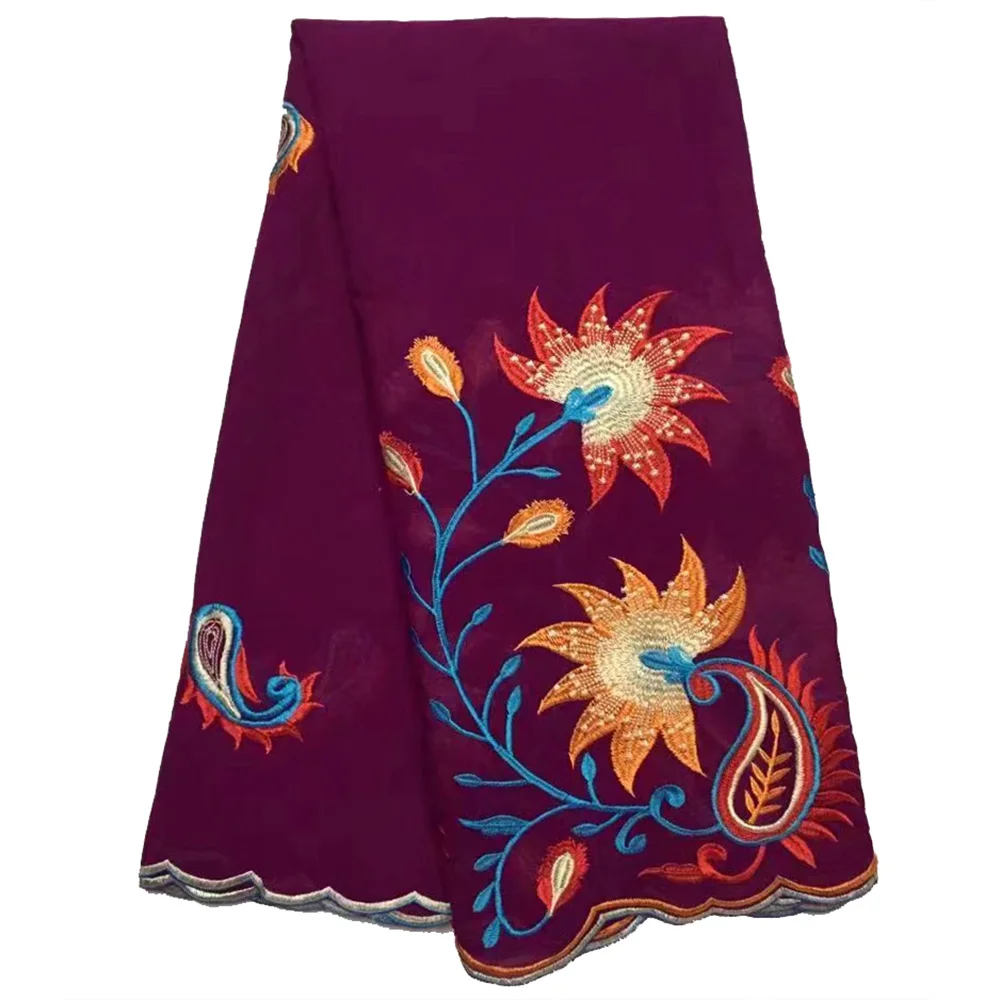 

African Purple Lace Fabric High Quality Embroidered Cotton Lace Material Nigerian Swiss Voile Lace Fabric For African Dress
