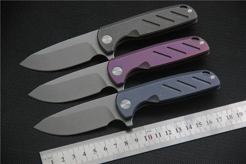 

New vintage D2 powder steel high hardness folding knife titanium alloy handle outdoor portable knife camping survival tool knife