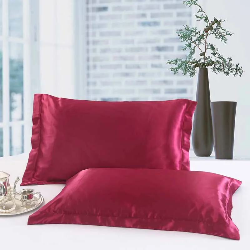 

Lannidaa 2pcs Imitation Mulberry Silk Pillowcase High Quality Pillow Case Pillow Cover Silk Pillowcases 48x74cm 23 Colors Choose