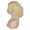 QQXCAIW Women Girls Short Black Culry Cosplay Wig Cos Marilyn Monroe Holiday High Temperature Fiber Synthetic Hair Wigs ► Photo 2/3