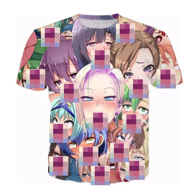 Ahegao Футболка с принтом для мужчин и женщин Harajuku Face красные женские футболки