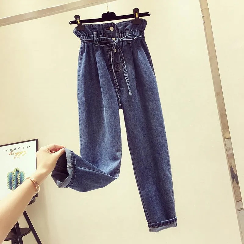 

2019 Jeans for Women blue Jeans High Waist Jeans Woman High Elastic plus size Stretch Jeans female washed Loose denim pants R230