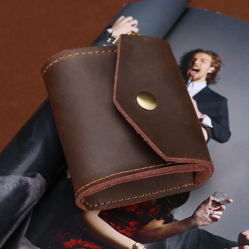 

eTya Men Women Coin Purse High Quality Genuine Cow Leather Short Wallet Coin Pocket Travel Earphone Cable Key Card Holder Purses