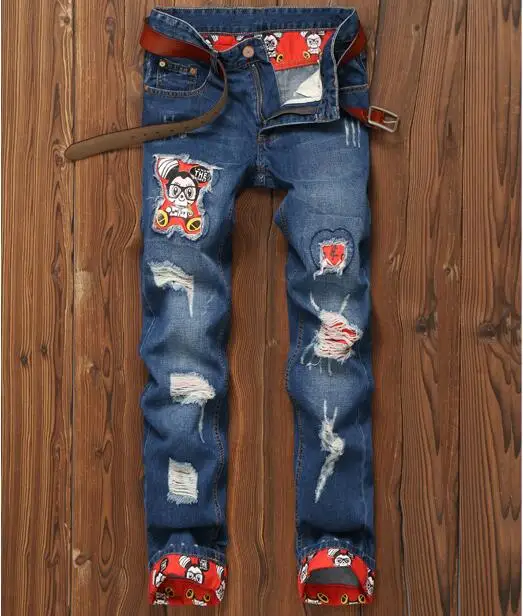 

Mens Black Hole  stretch jeans men hip-hop booty jeans, # 5552 holes in jeans designer style size 29 ~ 38