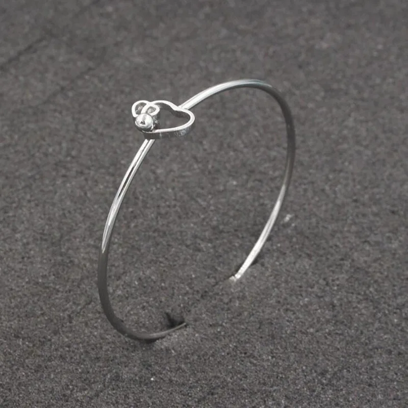 

50pcs/lot Stainless Steel 60mm 2mm Thick Double Hearts Bangle Bracelet Cuff Bracelet Can Open DIY Jewelry Wholesale