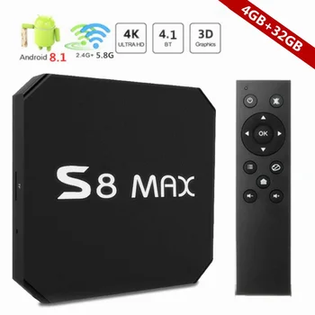 

2018 S8 MAX tv box android 8.1 4gb ram 32gb rom Rockchip RK3328 USB 3.0 HDR Media Player 2.4G&5G WIFI BT 4.1 set top box