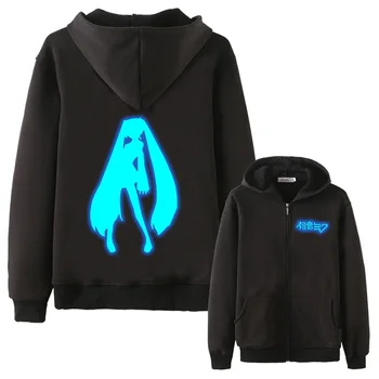 

High-Q Anime Cos Vocaloid miku black rock shooter luminous hatsune Coat hoodie feece jacket Noctilucent mens hoodie jacket