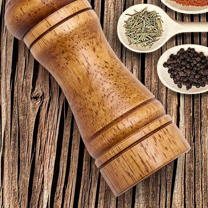 Kitchenware storage block tools home goods manual oak pepper crude salt cumin grinder holder rack accessories organizer