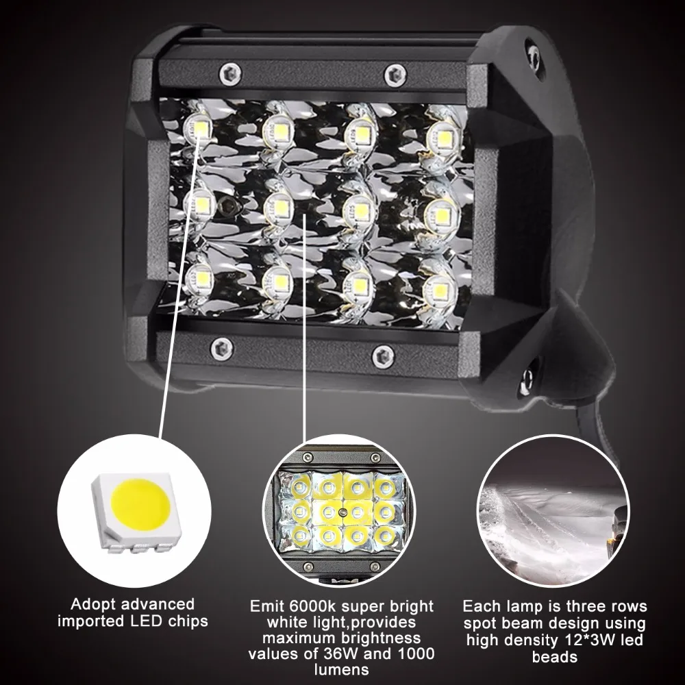 2 шт. " светодиодный свет бар 12 В 24 авто фары автомобиля дальнего 60 Вт 36 18 27 для внедорожных грузовик rampe 4x4 внедорожник трактор