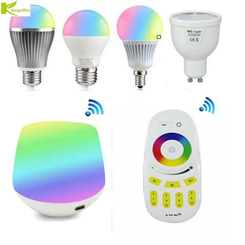 Беспроводная Светодиодная лампа Milight 2 4G 4 Вт 5 6 9 GU10 E27 E14 RGB CCT RGBW RGBWW зонный