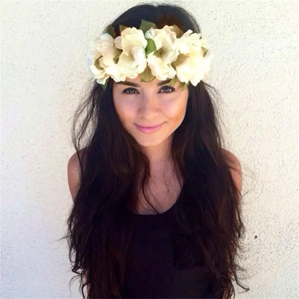 

2017 Hot Sale Fashion Women Girl Party Wedding Big Flower Wreath Crown Headband Floral Garlands Hair band Hair Accessories