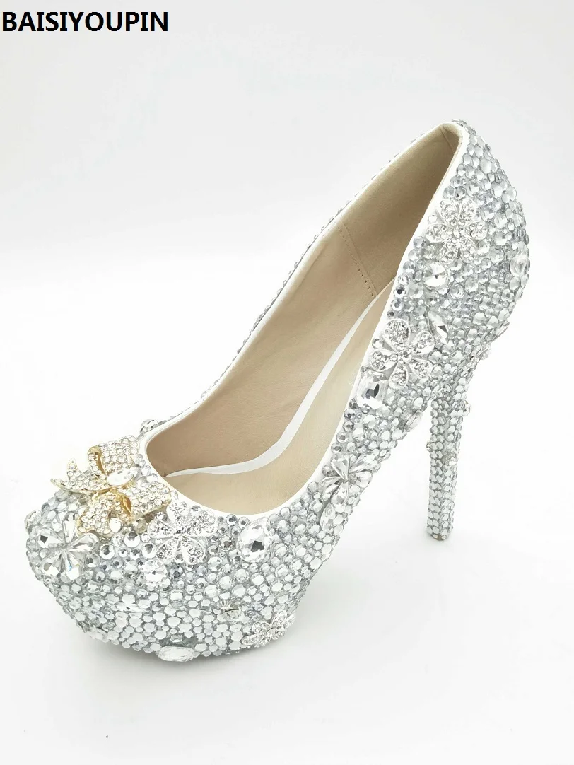 glass heel wedding shoes
