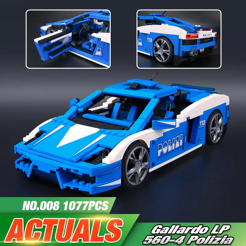 

New 1077Pcs Yile 008 Creative Series The Police Car LP560-4 Racing Car Set Building Blocks Bricks Educational Kids Toys 8214