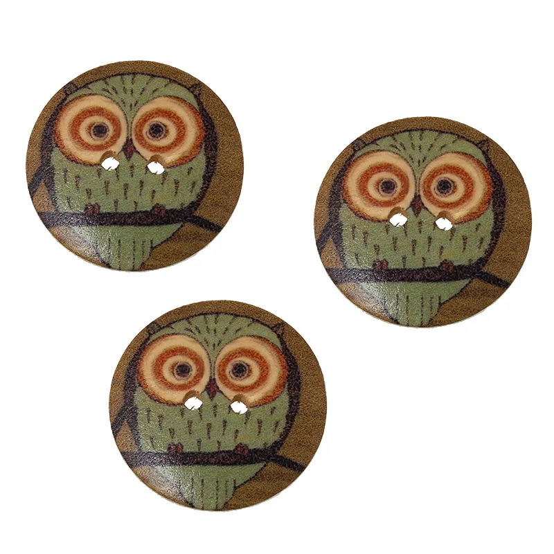 

100pcs Wooden Buttons Mixed Adorable Owl Pattern Sewing Buttons Scrapbook Craft WXV Sale