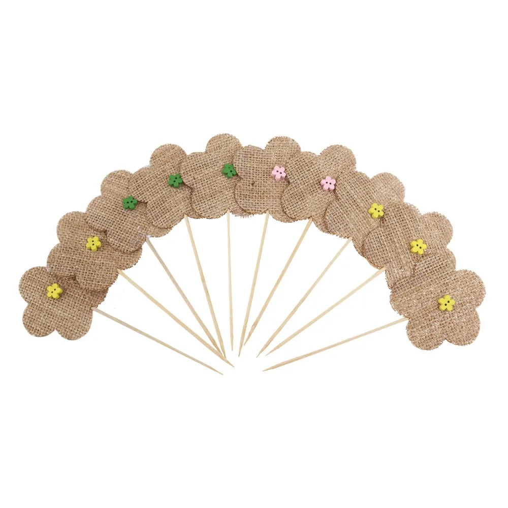 

10Pcs/set Hessian Burlap Rose Flowers for Christmas Wedding Decoration