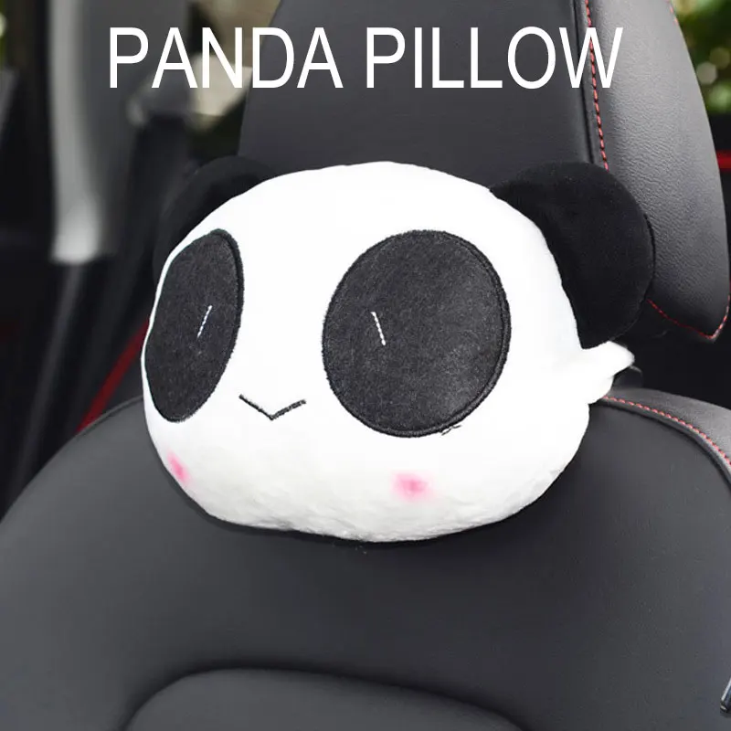 Vehemo Panda Smile Car Headrest Pillow Car Pillow Kids Cute Cushion