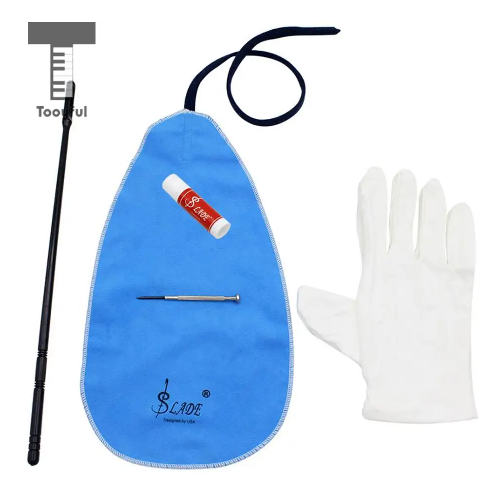 AKDSteel 5 Pcs/Set Flute Cleaning Kit with Cleaning Cloth Stick Screwdriver Gloves Cork Grease for CE Accessories