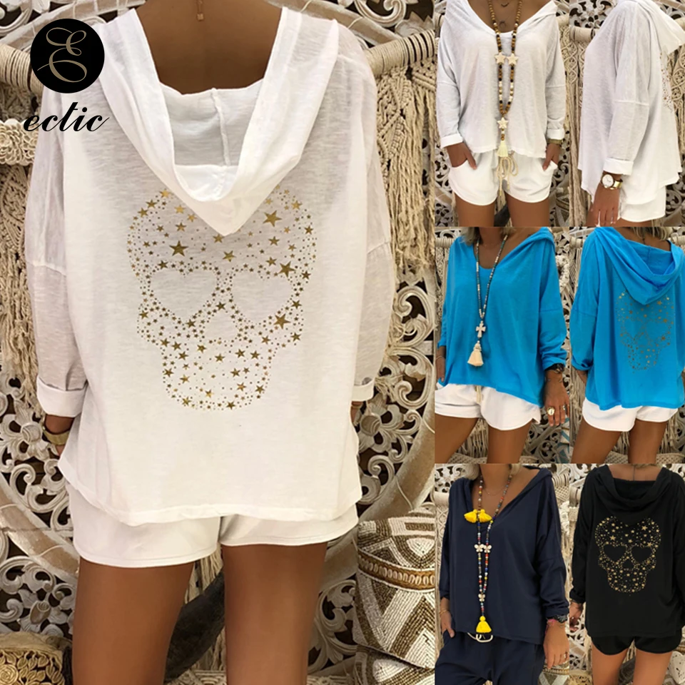 Skull Theme Pullover Hoodies Poleron Mujer 2019 Thin Sequin Sweatshirt Harajuku Streetwear Oversize
