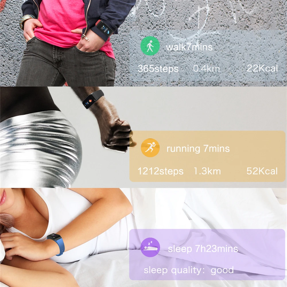 EXRIZU F1S Smart Wristband Blood Pressure Heart Rate Monitor Smart Bracelet Women Men Sport Band Fitness Tracker for Android iOS EXRIZU F1S Smart Wristband Blood Pressure Heart Rate Monitor Smart Bracelet Women Men Sport Band Fitness Tracker for Android iOS