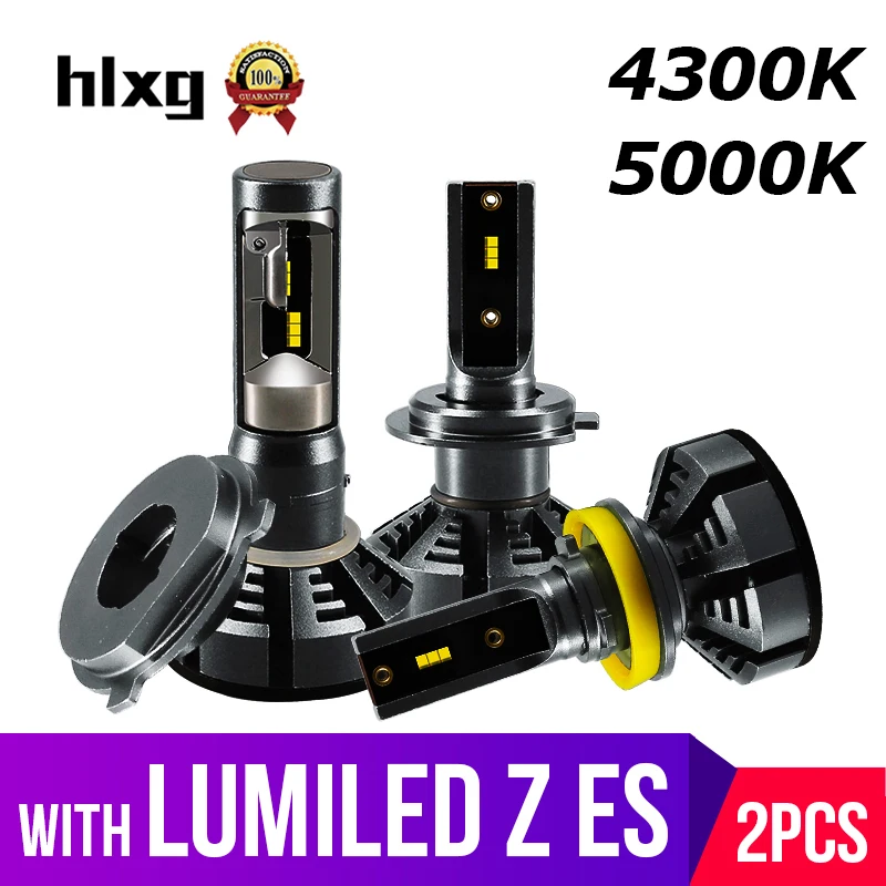 HLXG 4300 K 5000 H7 светодио дный H4 с Lumi s Luxeon зэс чипы фар автомобиля лампы H1 H11 H8 HB3 9005 HB4