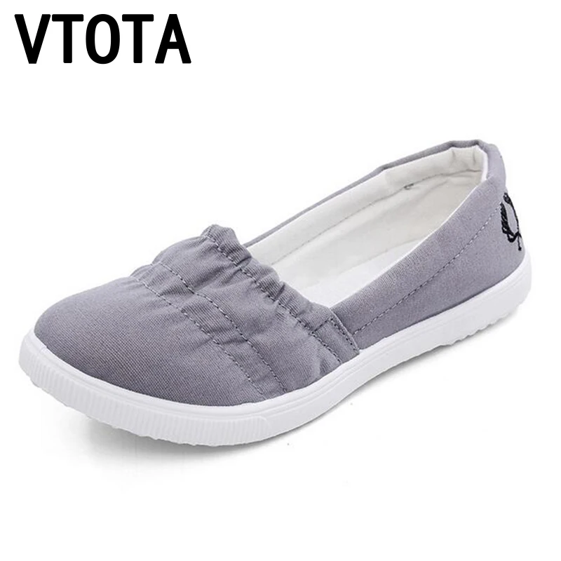 VTOTA Women Ballet Flats Breathable Women Flat Shoes Casual Canvas Shoes Spring Elastic Band White Ladies Shoes Chausure X527