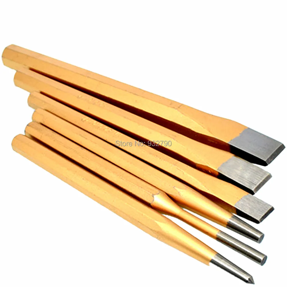 6 Piece Punch Chisel Set Cold Chisels Center Centre Punch Taper Pin