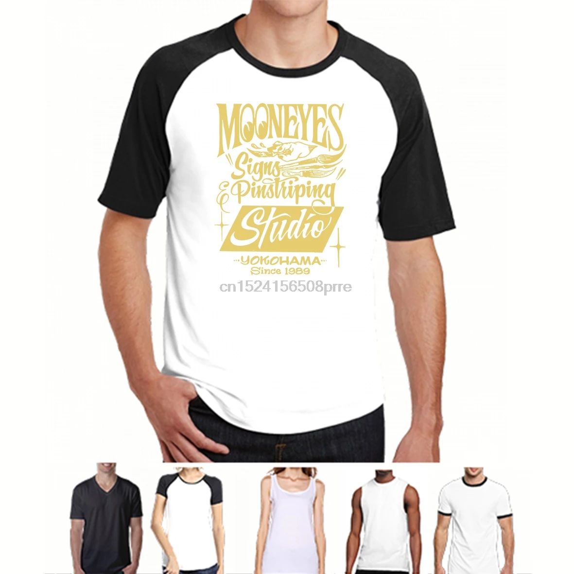 Mooneyes Moon оборудованные знаки скорости Pinstriping Studio Apparel logo черная футболка|Футболки|