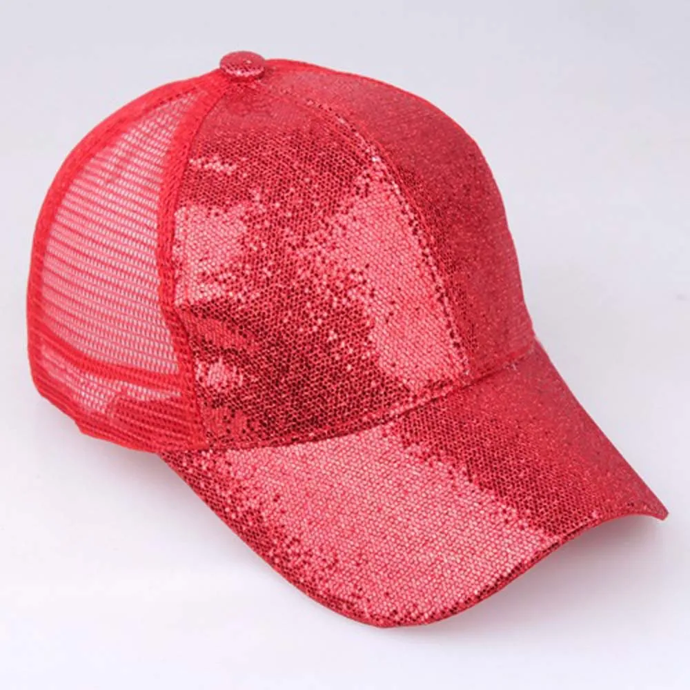 blank baseball caps Women Girl Ponytail Baseball Cap Sequins Shiny Messy Bun Snapback Hat Ladies Sports Caps Summer Mesh Hat Female Hip Hop Caps womens designer baseball caps