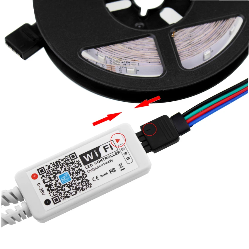 12 В Светодиодная лента rgb wifi управление 2835 водонепроницаемая RGB DC12V Диодная Гибкая