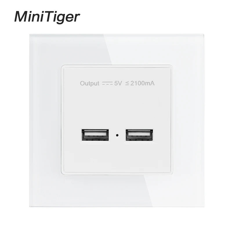 Штепсельная розетка Minitiger с двойным USB портом для индукционной зарядки мобильных