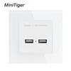 Штепсельная розетка Minitiger с двойным USB портом для индукционной зарядки для мобильных телефонов, выход 5 в 2,1 А, панель из закаленного стекла ► Фото 1/4