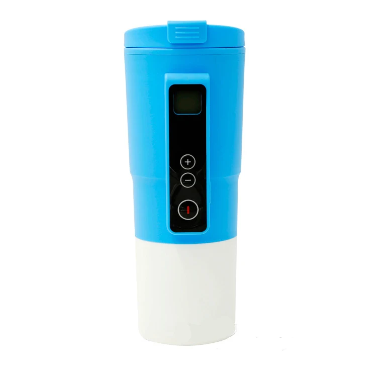 Роскошный термос для автомобиля с чашкой быстрого нагрева, 10 минут, с USB, 12 В, зарядное устройство, электрическая Автомобильная бутылка для кипятка, водонагреватель - Название цвета: Blue