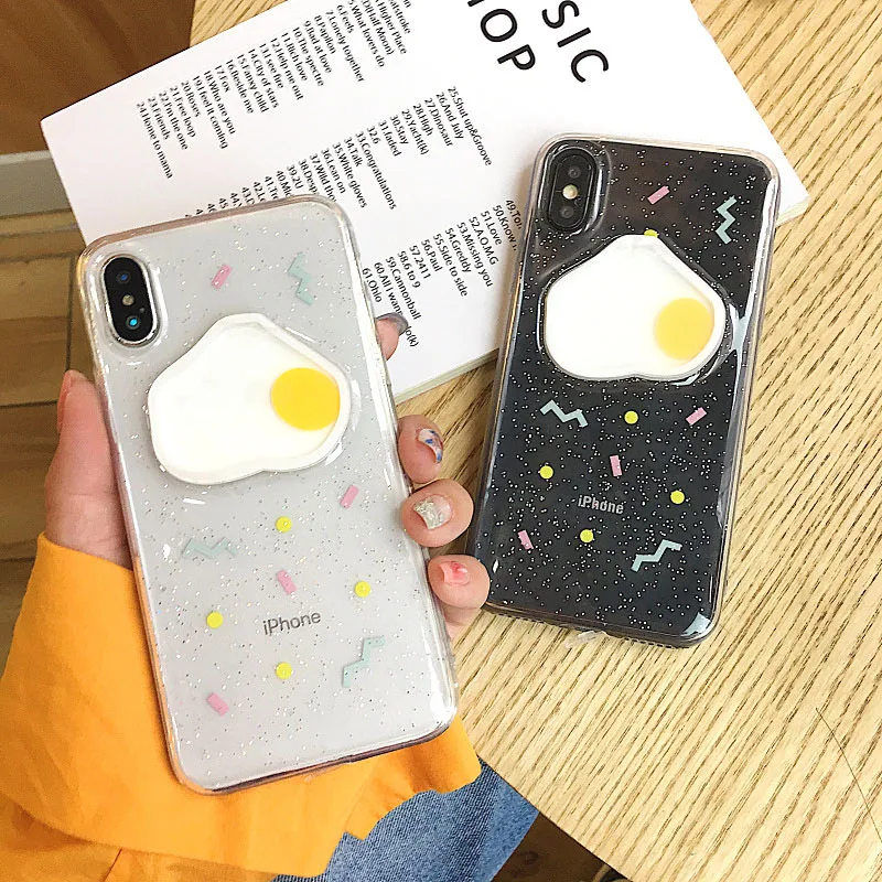 Прозрачный с сияющими блестками чехол для телефона iPhone 6 S 7 8 Plus X Симпатичные
