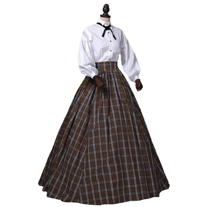 Dickens Country Plaid Victorian Dress Old West Gown Reenactment Halloween  Costume - Dresses - AliExpress