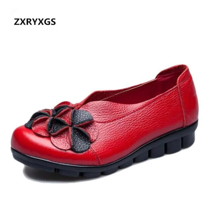 

Original Retro Handmade Genuine Leather Shoes 2019 Spring New Comfortable Soft Women Flat Shoes Flower Fashion Shoes Woman