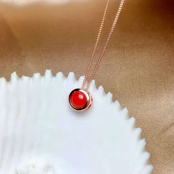 

Fidelity natural 6mm red coral pendants s925 sterling silver simple round fine jewelry for women party natural gemstone