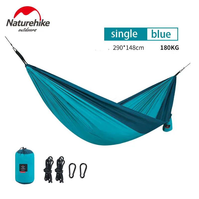 Naturehike, Одноместный и двойной гамак для кемпинга, легкий портативный гамак для альпинизма, кемпинга, путешествий, пляжного двора - Цвет: Blue 1 person