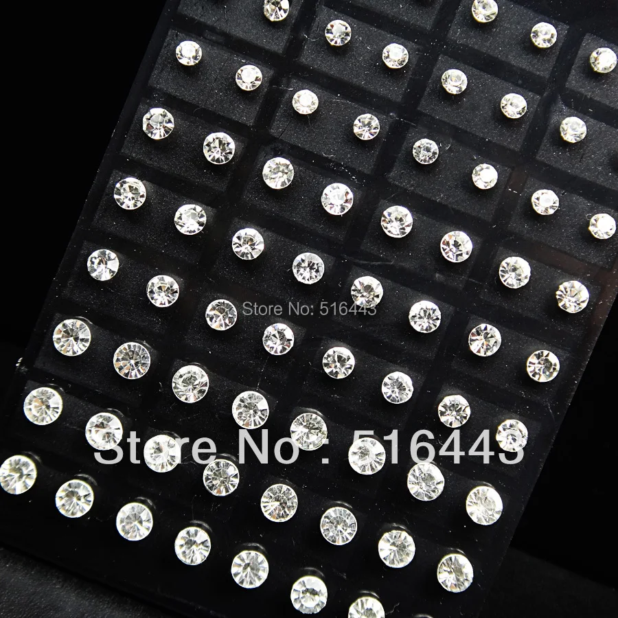 A 263 72pcs Mix size Good Czech Rhinestones Fashion Stud Earrings for