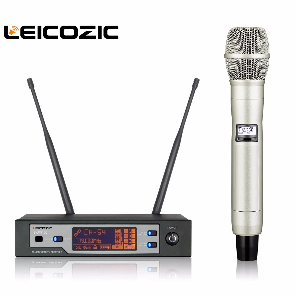 Leicozic цифровой микрофон беспроводной 615-655 МГц PLL двойной процессор беспроводной сценический аудио Настоящее разнообразие микрофона системы uhf microfono