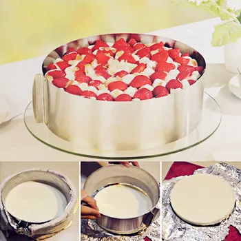 

Retractable Cake Mold Stainless Steel Circle Ring Pastry Cake Mould Pan 24-30cm Adjustable Size Cake Decorating Baking Tool