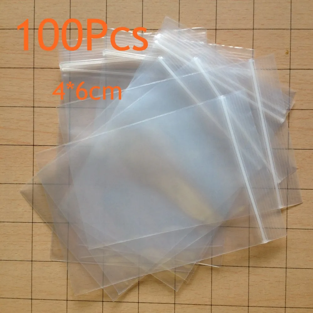 100Pcs lot 6X4CM Ziplock Lock zipped Poly Clear Bags Plastic font b Food b font storage
