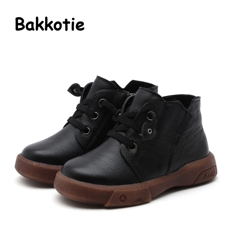 Bakkotie 2018 Новинка зимы модные ботинки для маленьких девочек детская черная теплая обувь для мальчиков Брендовые ботильоны малыша обувь из